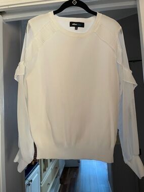 Alice + Olivia Ivory Ruffle-Sleeve Blouse